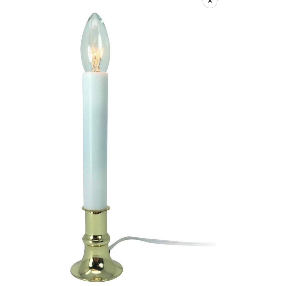 Electric Automatic Sensor Window Candle Lamp Brass Base On at Dusk Off at Dawn